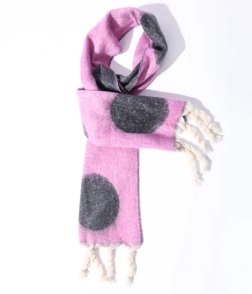 Pink & Grey Large Polka Dot Scarf