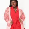 Pink & Red Checkered Cardigan