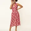 Pink & White Floral Print Midi Dress