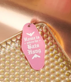 Pink Home Is Where The Bats Hang Motel Keychain