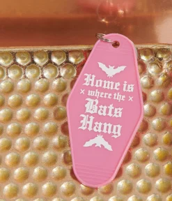 Pink Home Is Where The Bats Hang Motel Keychain