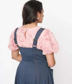 Pink Textured Floral Puff Sleeve Blouse