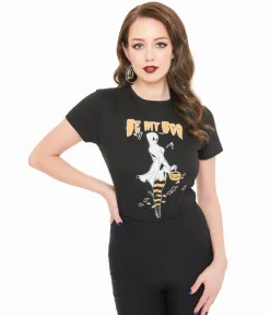 PinRock Shop 1950s Black & Orange Be My Boo Graphic Tee