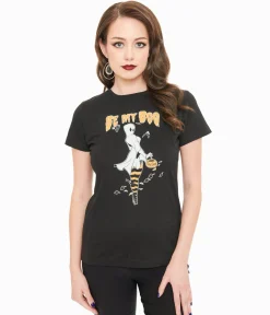 PinRock Shop 1950s Black & Orange Be My Boo Graphic Tee