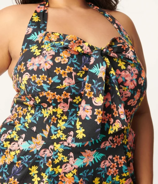 Plus Size Black & Pink Floral Sally Wiggle Dress