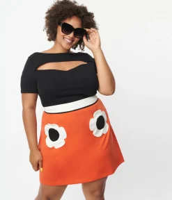 Plus Size Black Cut Out Knit Top