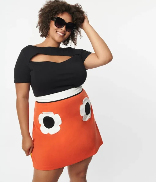 Plus Size Black Cut Out Knit Top