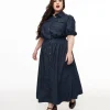 Plus Size Blue Denim Get The Look Midi Dress