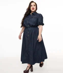 Plus Size Blue Denim Get The Look Midi Dress