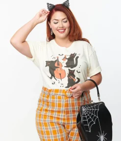 Plus Size Cream Jazz Cats Unisex Graphic Tee
