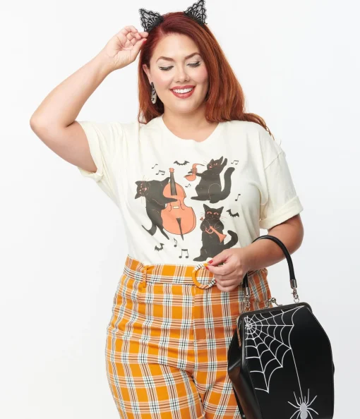 Plus Size Cream Jazz Cats Unisex Graphic Tee
