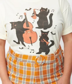 Plus Size Cream Jazz Cats Unisex Graphic Tee