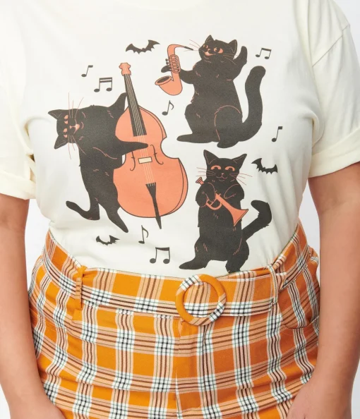 Plus Size Cream Jazz Cats Unisex Graphic Tee