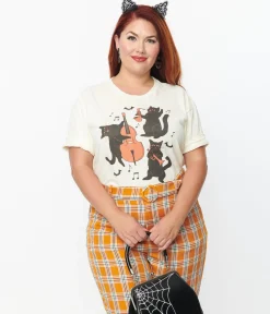 Plus Size Cream Jazz Cats Unisex Graphic Tee