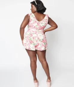 Plus Size Ivory Floral Truth Be Told Romper