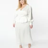 Plus Size Ivory Long Sleeve Blouse & Midi Skirt Bridal Set