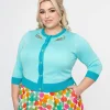Plus Size 1950s Light Blue & Chameleon Cardigan