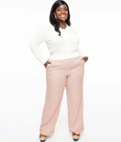 Plus Size 1940s Pink Check Ruby Trousers