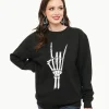 Pretty Attitude Clothing Metal Horns Skeleton Hand Sweatshirt