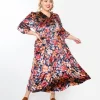 Purple & Multicolor Floral Velvet Midi Dress