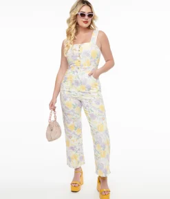 Purple & Yellow Pastel Floral Jumpsuit