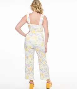 Purple & Yellow Pastel Floral Jumpsuit