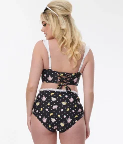 Pusheen x Unique Vintage Pool Time Cape May Swim Bottoms