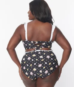 Pusheen x Unique Vintage Plus Size Pool Time Cape May Swim Bottoms