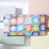 Rainbow Checkered Daisy Quilted Puff Bag