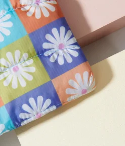 Rainbow Checkered Daisy Quilted Puff Bag