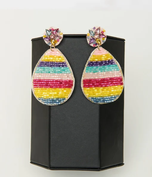 Rainbow Egg Beaded Drop Earrings