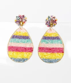 Rainbow Egg Beaded Drop Earrings