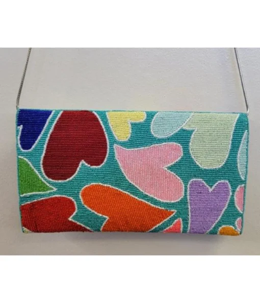 Rainbow Heart Beaded Clutch