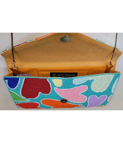 Rainbow Heart Beaded Clutch