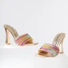Rainbow Rhinestone & Metallic Gold Heels