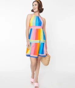 Rainbow Striped Shift Dress