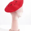 Red & Black Cherry Embroidered Beret