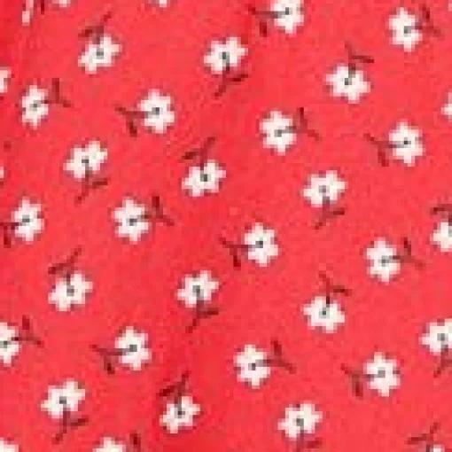 Red & White Floral Dot Belted Swing Dress