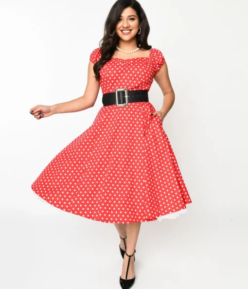 Red & White Polka Dot Sweet Spot Swing Dress