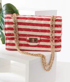 Red & White Striped Handbag