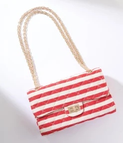 Red & White Striped Handbag