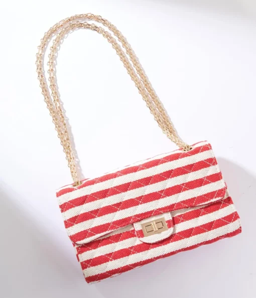 Red & White Striped Handbag