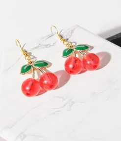 Red Acrylic Cherry Earrings