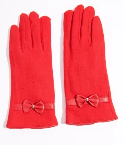 Red Wool Texting Gloves