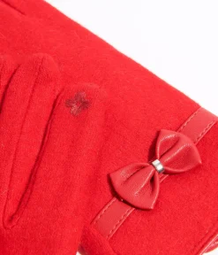 Red Wool Texting Gloves