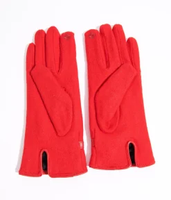 Red Wool Texting Gloves