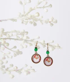 Retro Round Santa Christmas Earrings