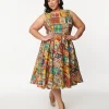 Retrolicious Multicolor Fairytales Midi Dress