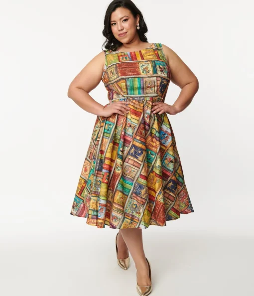 Retrolicious Multicolor Fairytales Midi Dress