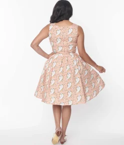 Retrolicious Pink & Ghost Print Elizabeth Swing Dress